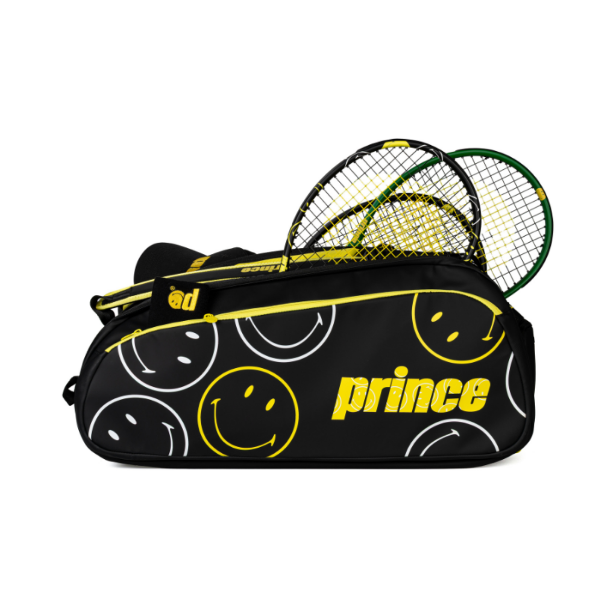 PRINCE X SMILEY TOUR 3 COMP TENNIS BAG - BLACK & YELLOW