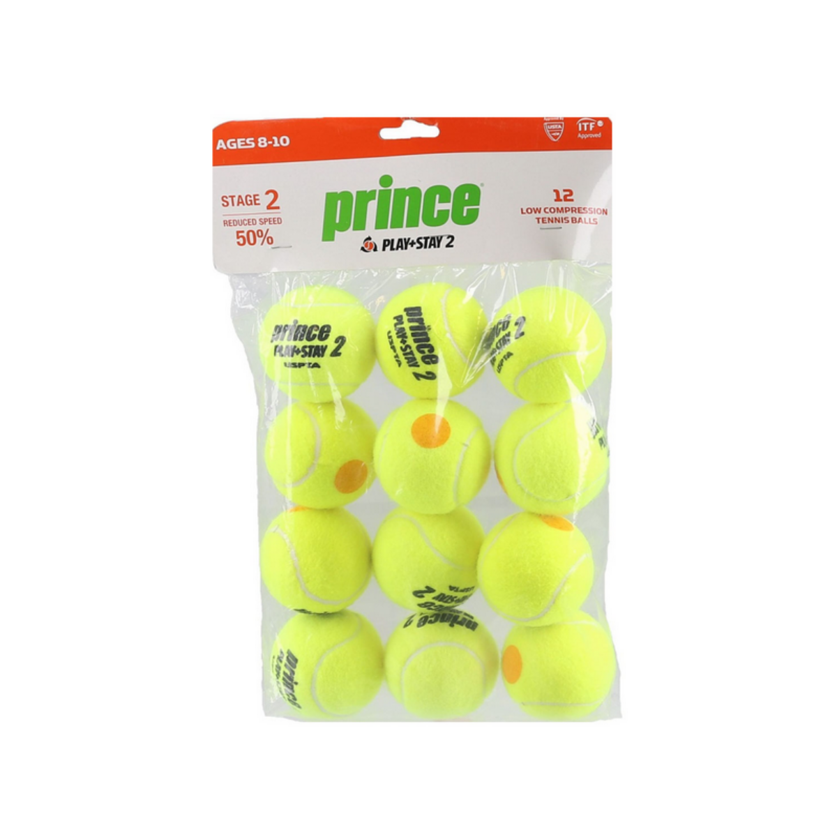 pack 12 balles prince stage 2 - point orange