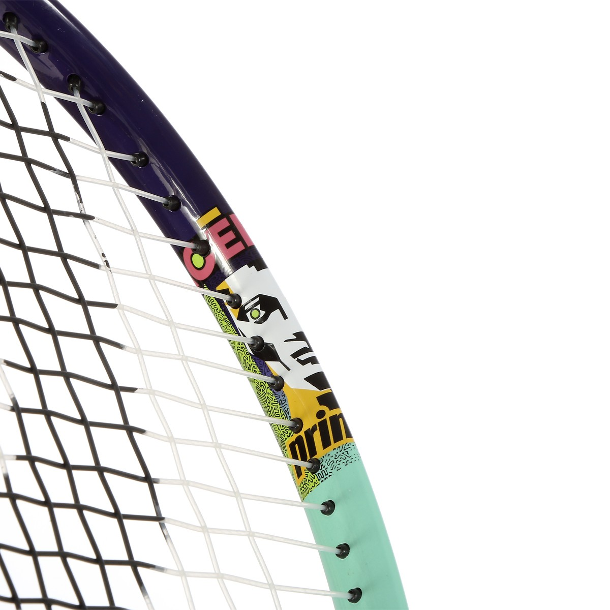 Profile view of the Prince Ace Face 25 Purple Blue tennis racket