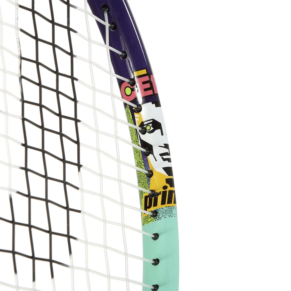Profile view of the Prince Ace Face 21 Purple Blue tennis racket