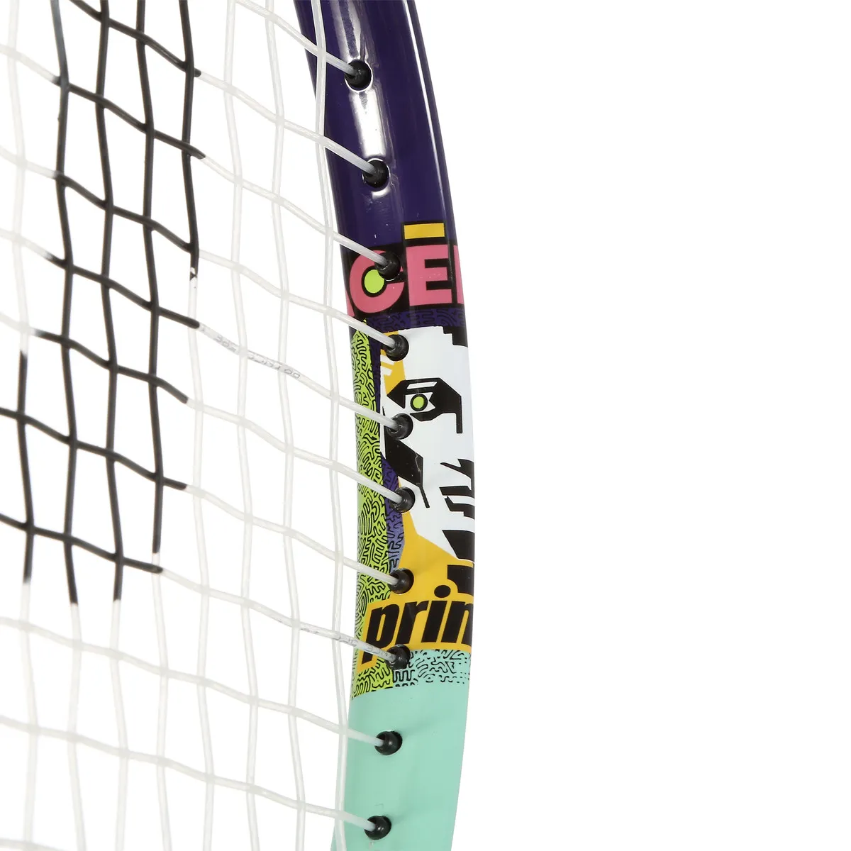 Profile view of the Prince Ace Face 19 Purple Blue tennis racket