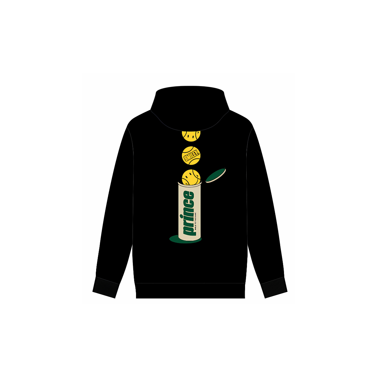 SWEAT À CAPUCHE TENNIS PRINCE X SMILEY « BALLS CAN » NOIR